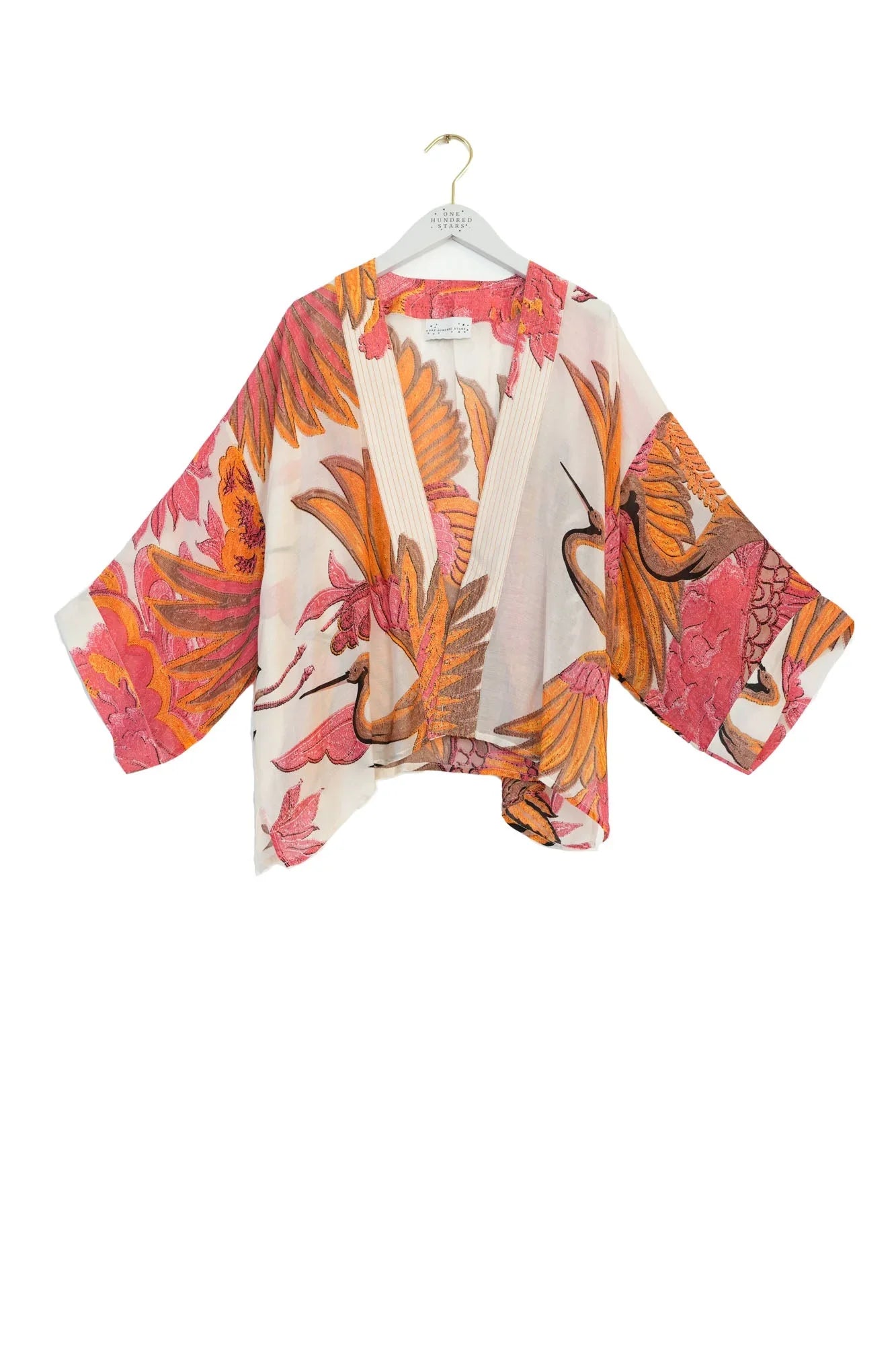 Crane Ecru Kimono: off-white floral top with wide sleeves
