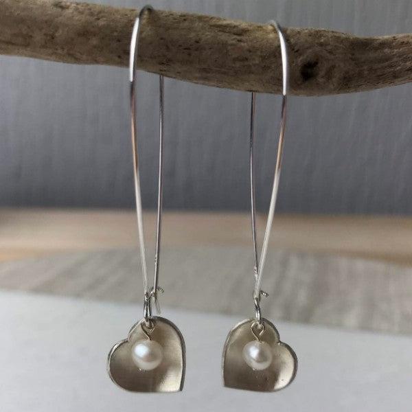 Cream Pearl Heart Earrings - The Nancy Smillie Shop - Art, Jewellery & Designer Gifts Glasgow