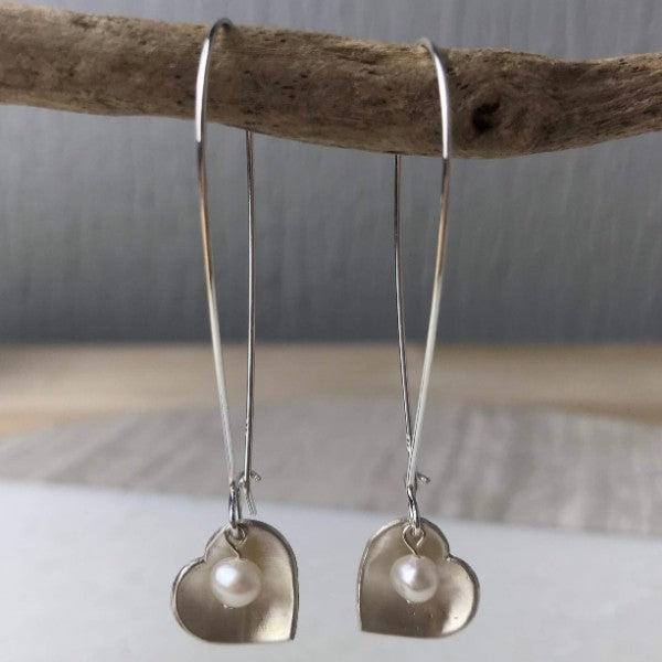 Cream Pearl Heart Earrings - The Nancy Smillie Shop - Art, Jewellery & Designer Gifts Glasgow