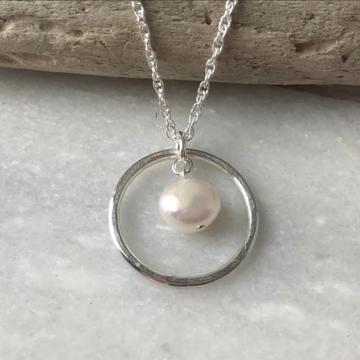 Cream Pearl Hoop Necklace - The Nancy Smillie Shop - Art, Jewellery & Designer Gifts Glasgow
