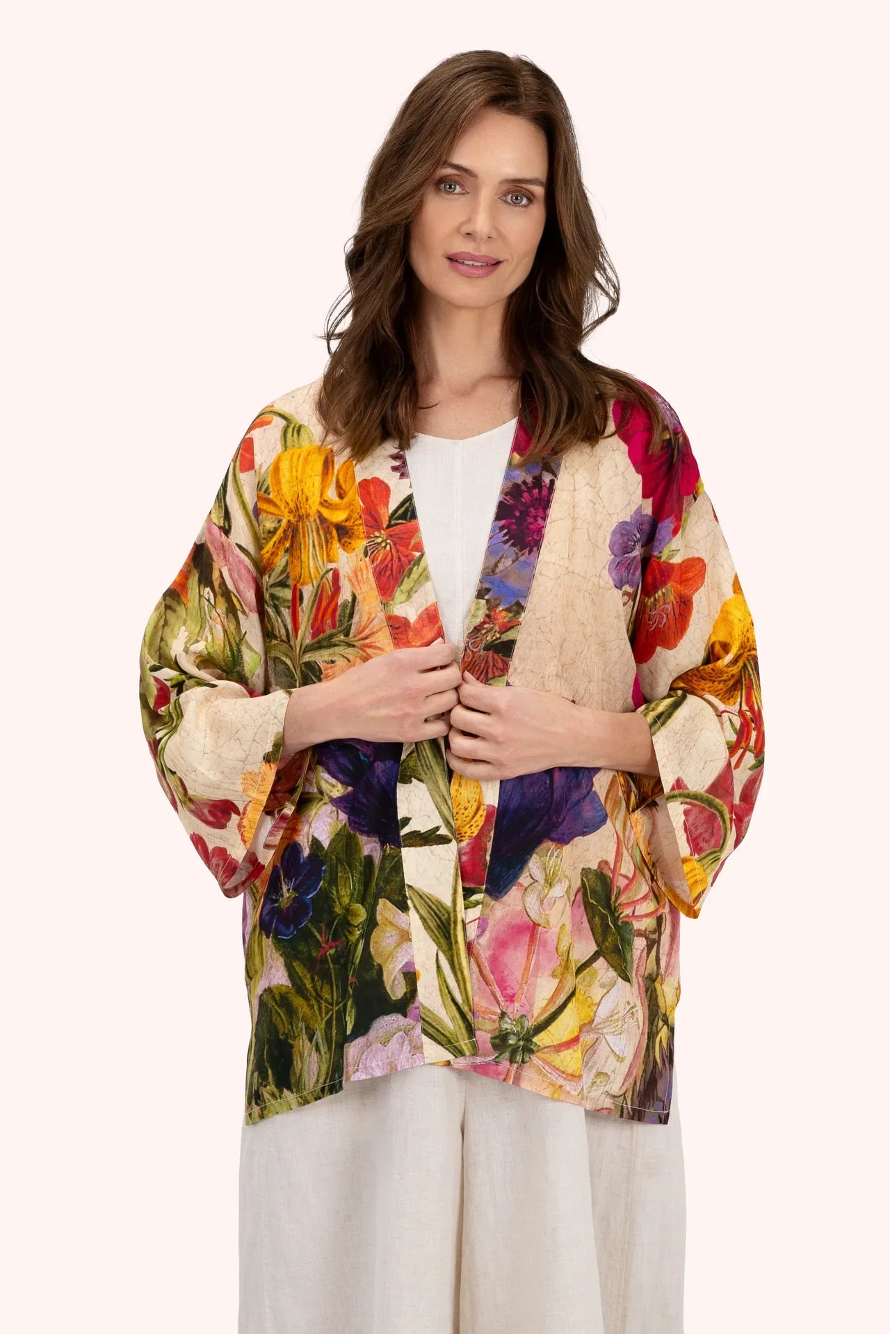Cream Posy Mid-length Kimono - Clothing - Scotland