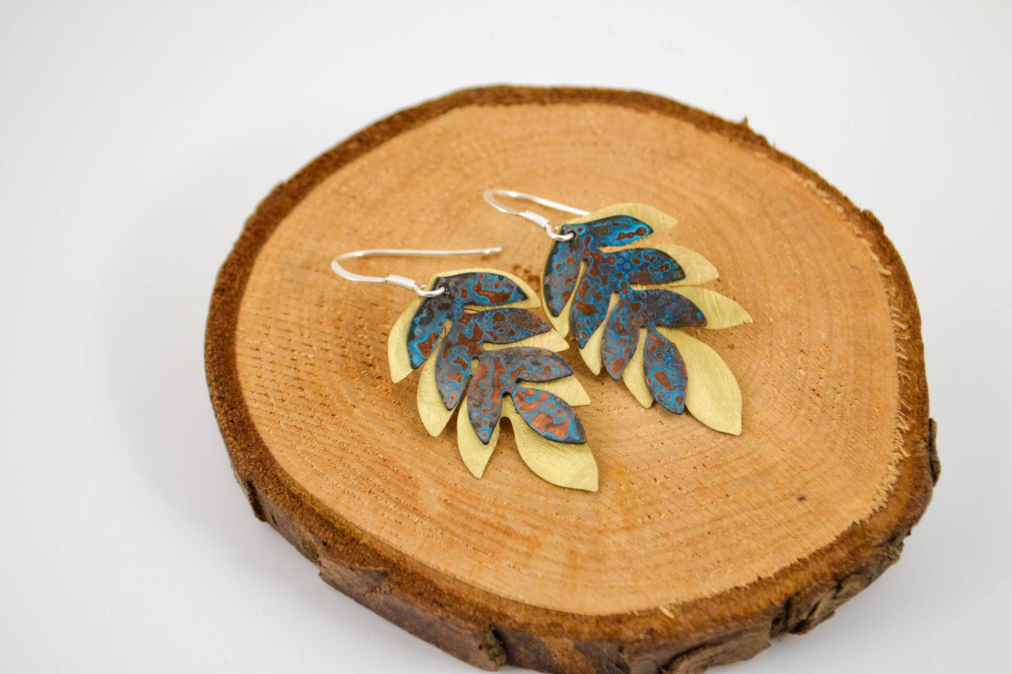 Copper & brass Fern Drop Earrings