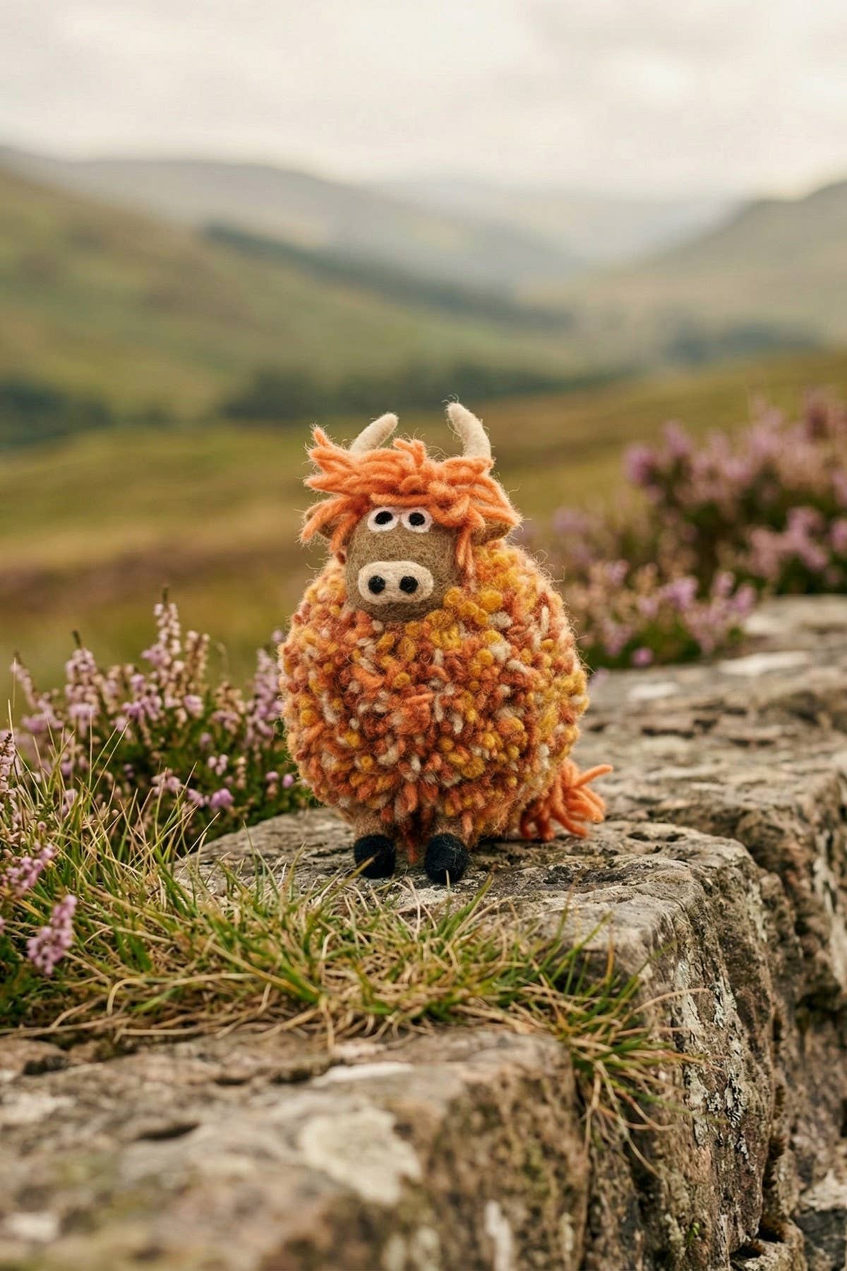 Duncan The Highland Cow Shaggy Wool Pompom Decoration: One Colour