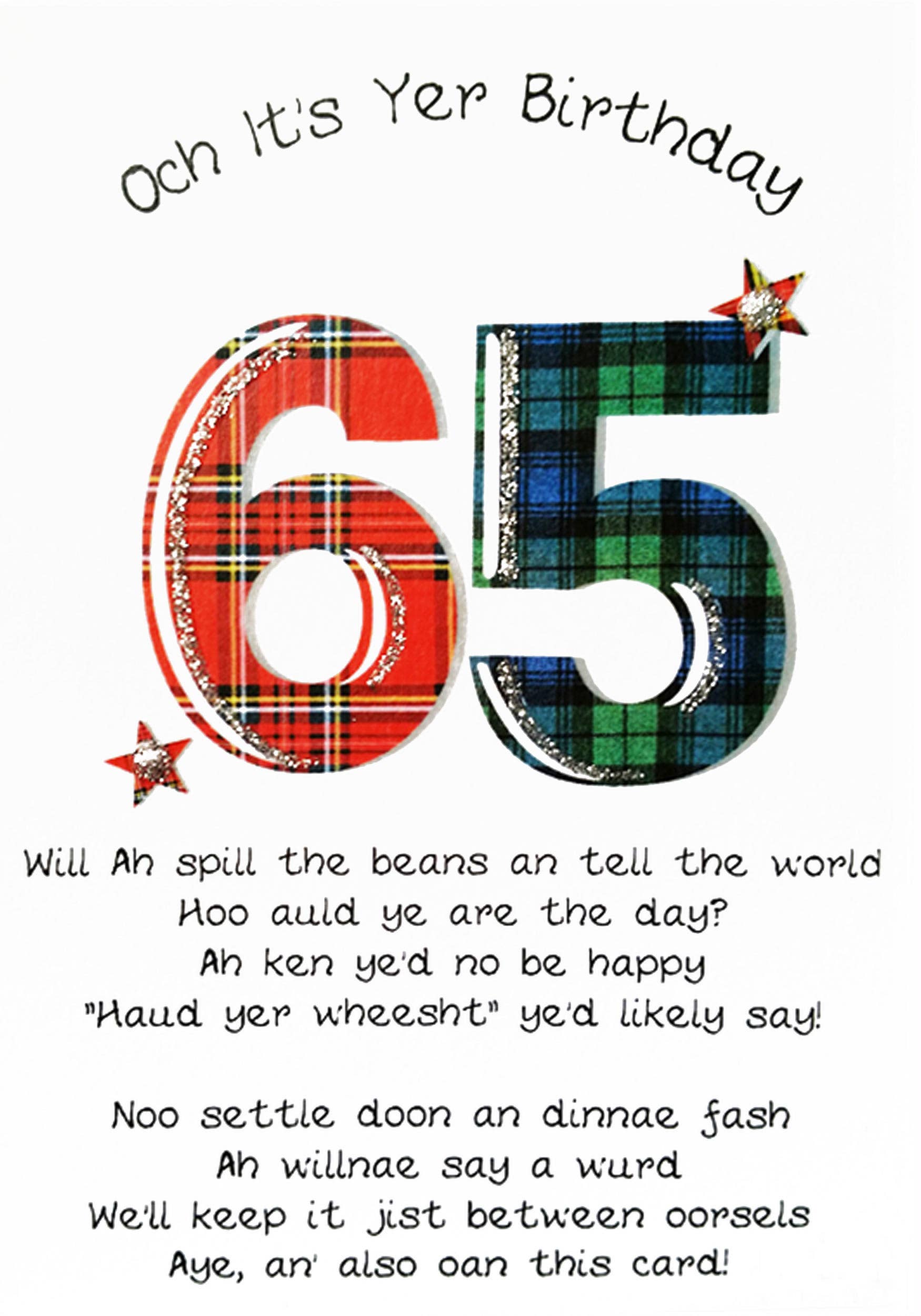 Scottish Birthday Card 65 with verse WWBP65