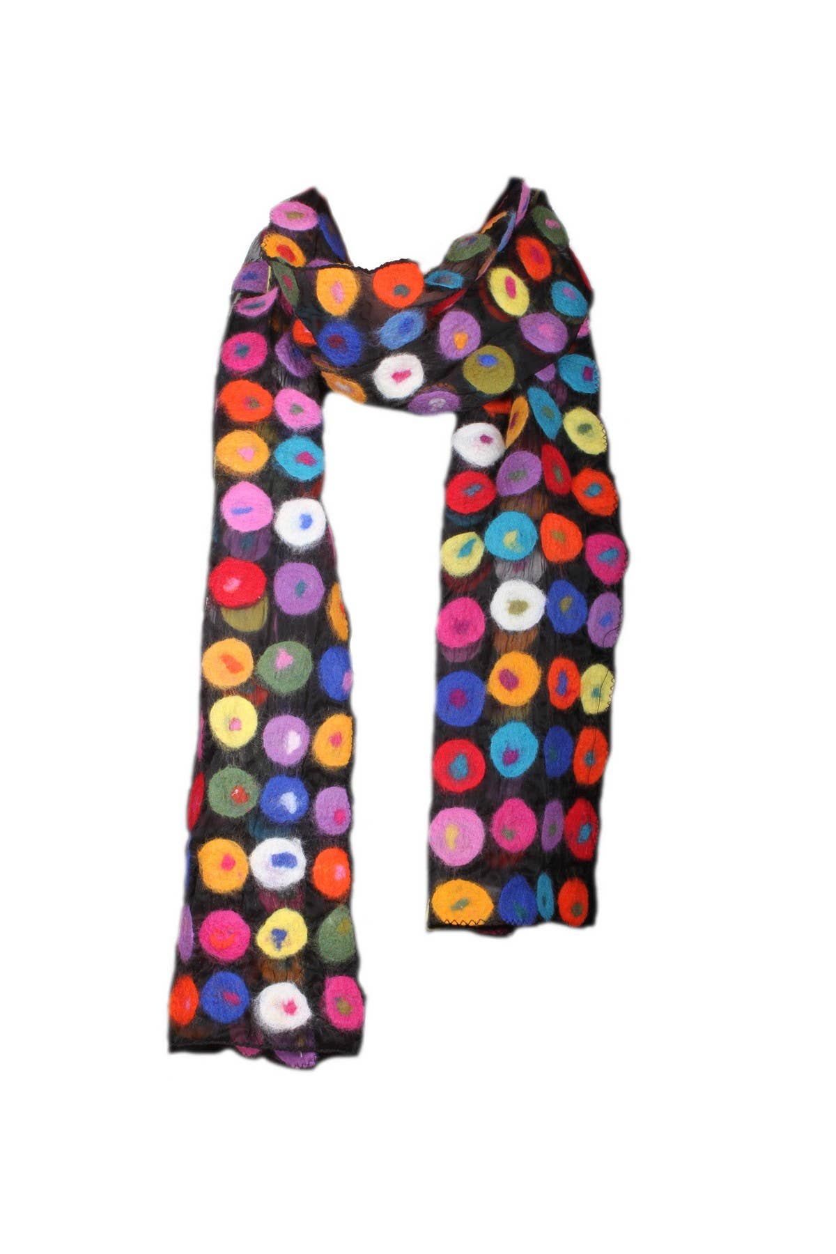 Woodstock Felt Wool Scarf with Colourful Bright Spots: Bright