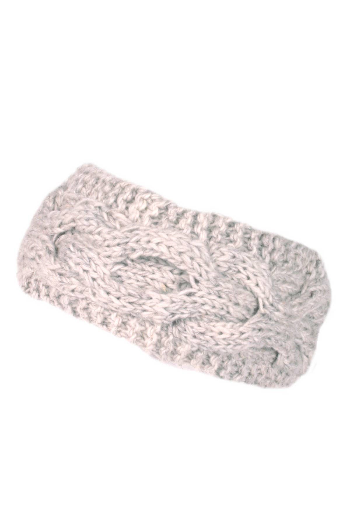 Chamonix Natural Wool Cable Knit Winter Ear Warmer Headband: Oatmeal