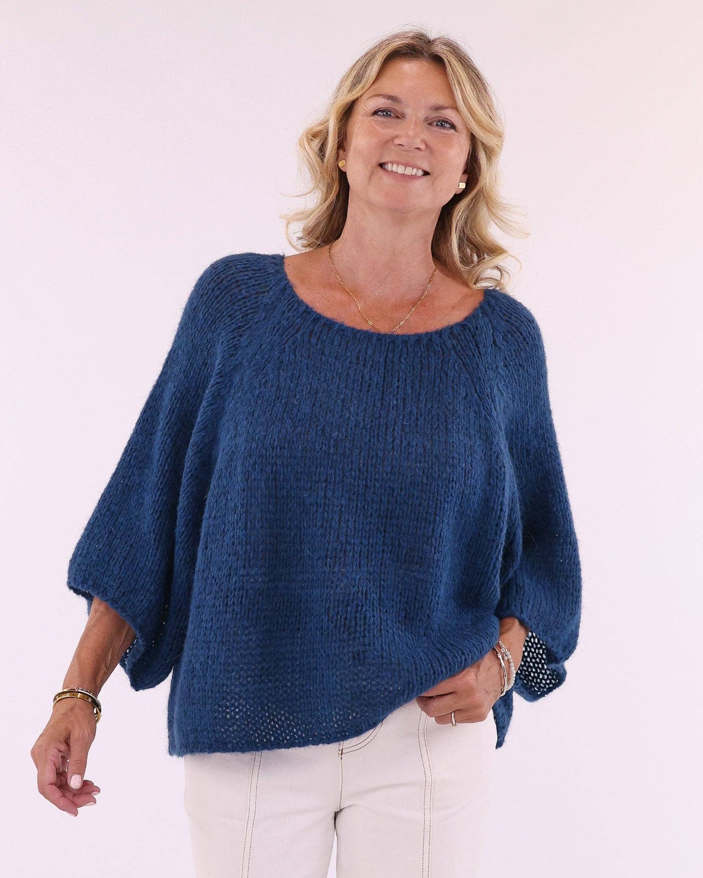 Alpaca Blend Swing Jumper: Cream