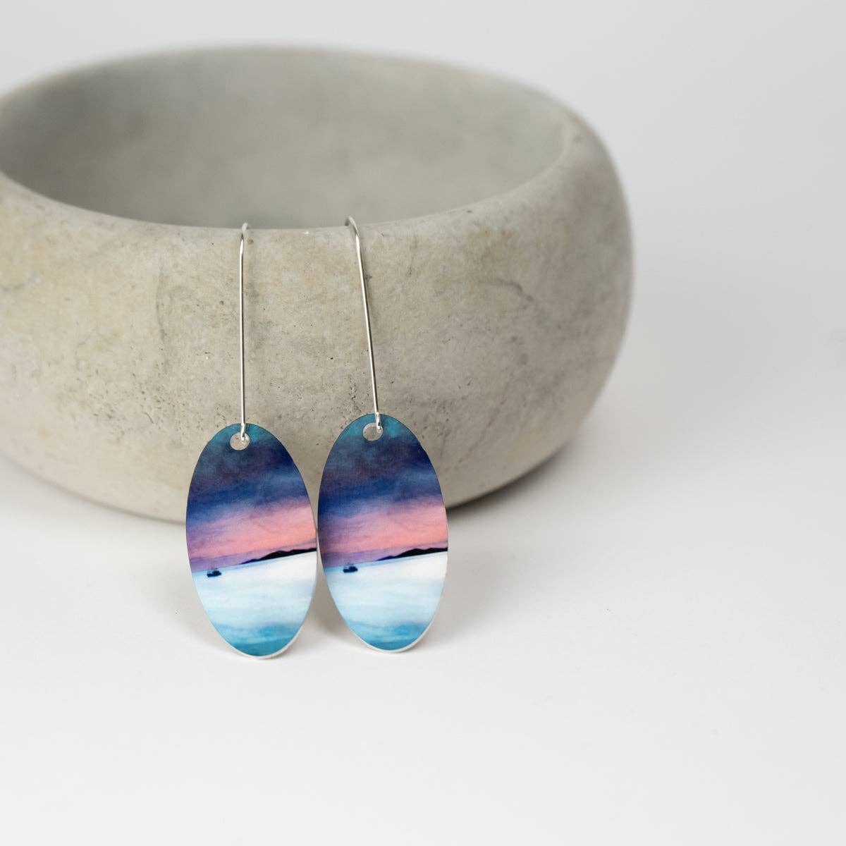 Fishing the Little Minch Aluminium and Silver Earrings