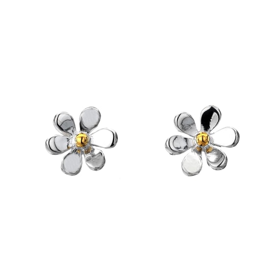 Daisy and Brass Silver Earrings - The Nancy Smillie Shop - Art, Jewellery & Designer Gifts Glasgow