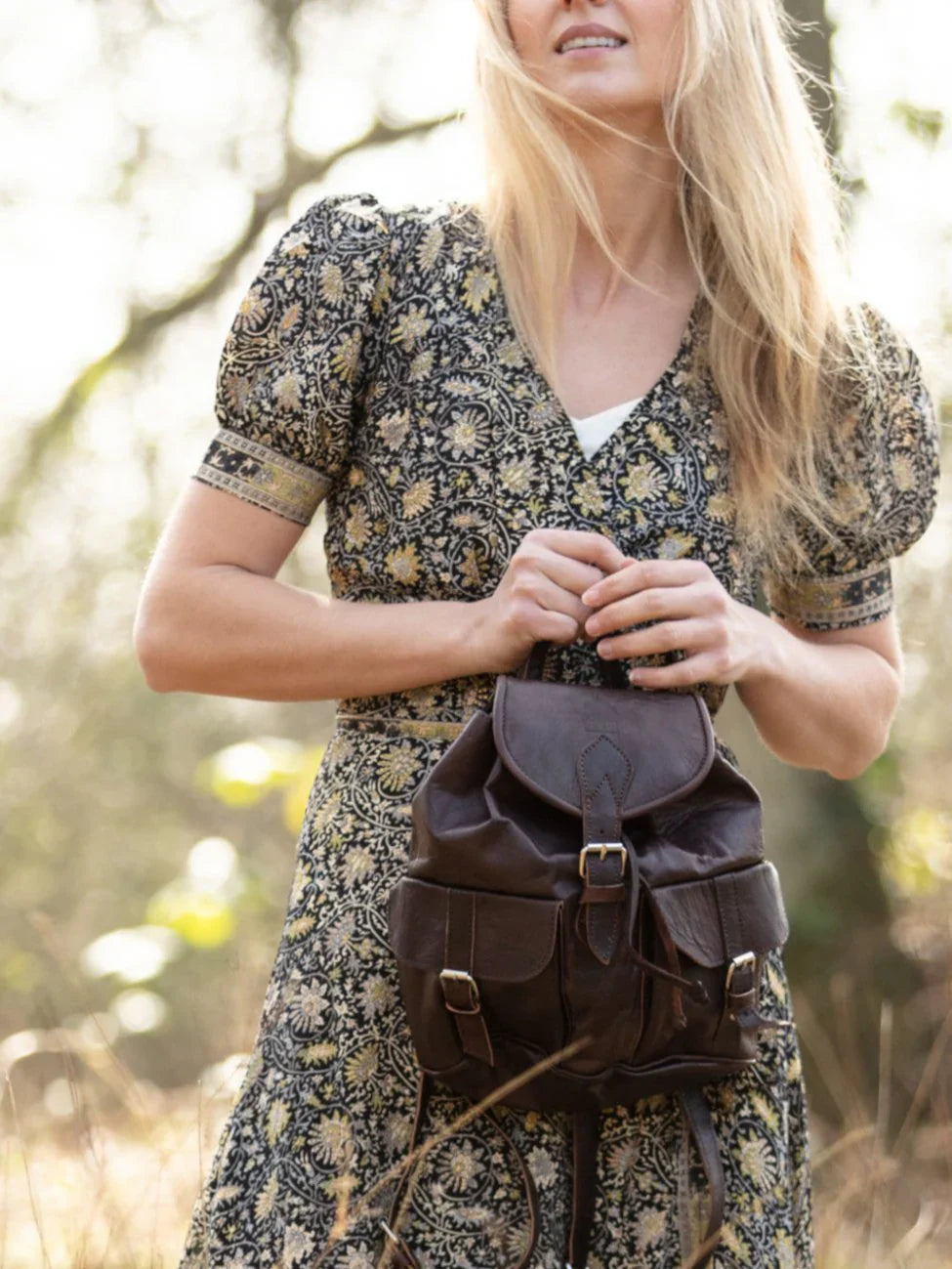 Dark Brown Small Rucksack - Reversible Clutch Shoulder Camera - Bags of Bags! - Scotland