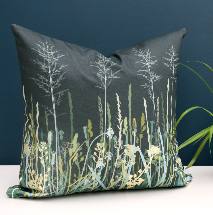 Dark Sea Grass Cushion - The Nancy Smillie Shop - Art, Jewellery & Designer Gifts Glasgow