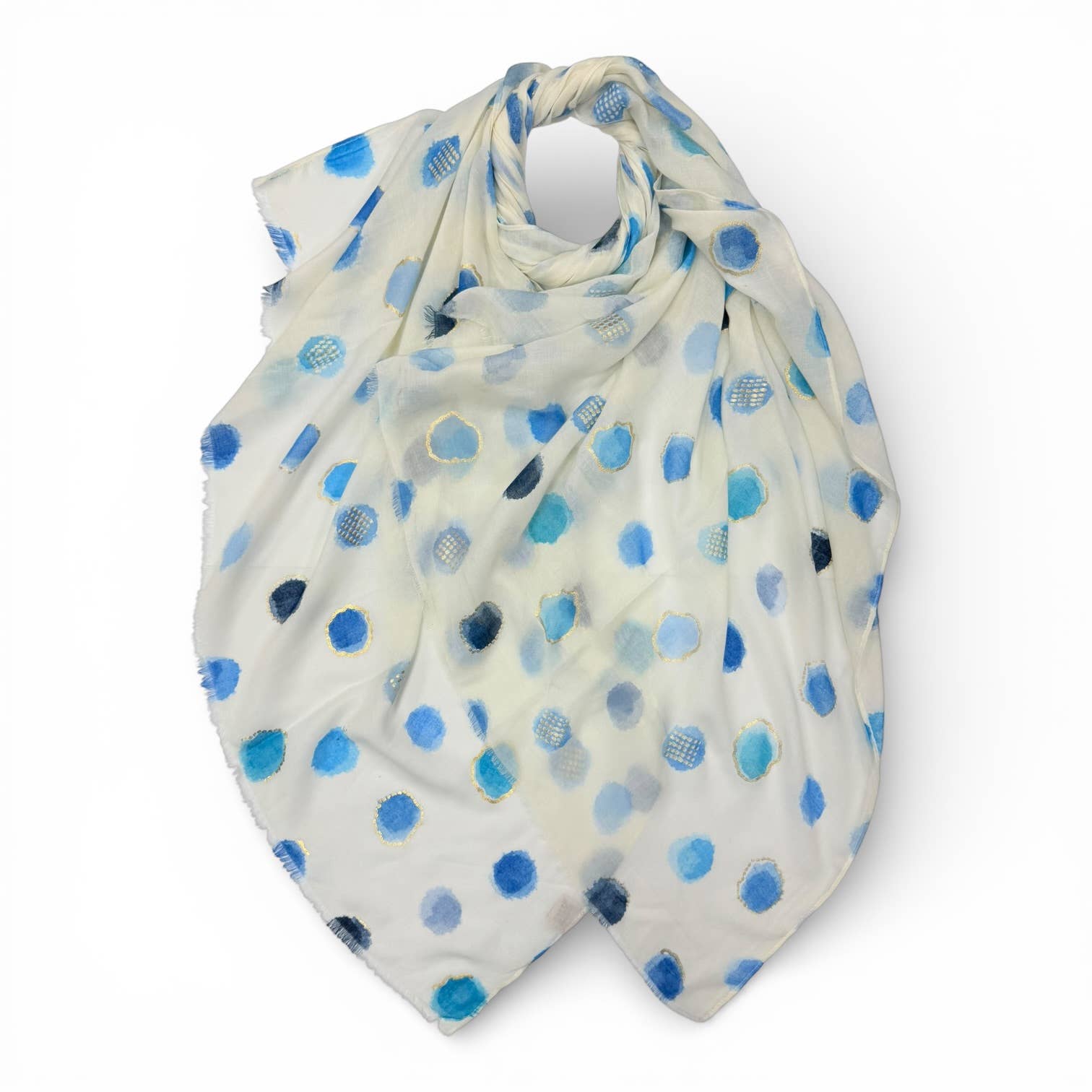 Summer Polka Lightweight Scarf: Blue