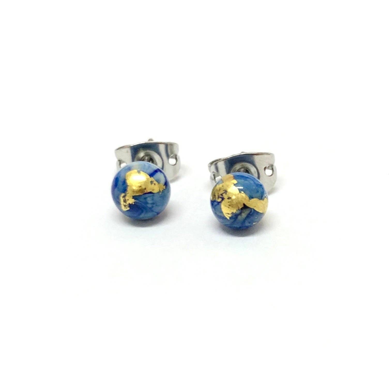 Delft Mini Marble Studs Glass and Gold - Gifts Under £10 - Scotland