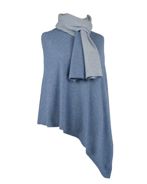 Denim Blue Cashmere Blend Poncho - The Nancy Smillie Shop - Art, Jewellery & Designer Gifts Glasgow