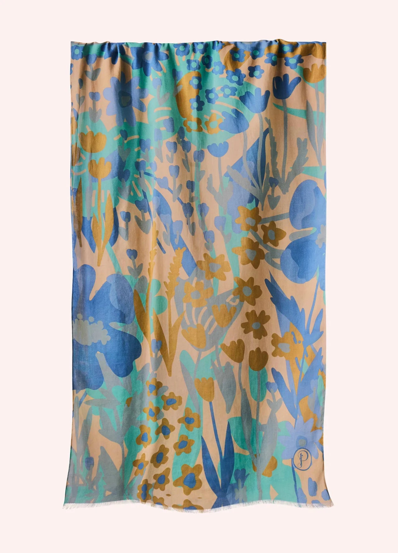 Denim Floral Cotton Scarf