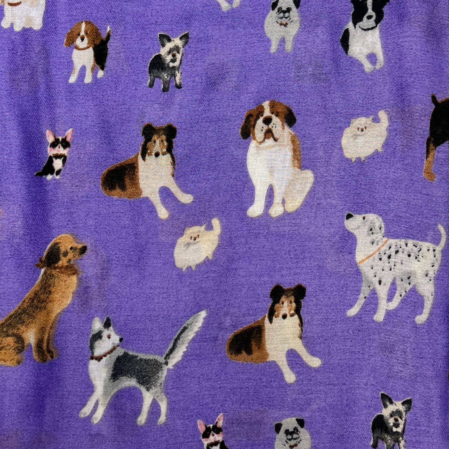 Dog print with mix breeds on medium lightweight print: Black - Scarves! - Scotland