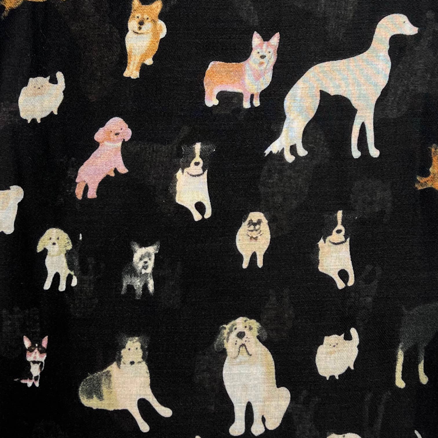 Dog print with mix breeds on medium lightweight print: Black - Scarves! - Scotland