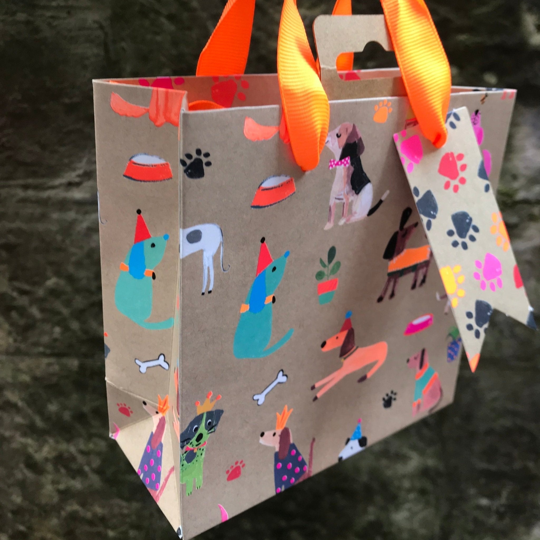 Dogs Kraft Small Bag - The Nancy Smillie Shop - Art, Jewellery & Designer Gifts Glasgow