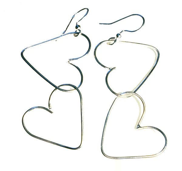 Double Heart Hoop Earrings | The Nancy Smillie Shop - Art, Jewellery & Designer Gifts Glasgow Scotland