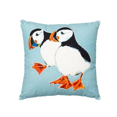 Double Puffin Cushion - The Nancy Smillie Shop - Art, Jewellery & Designer Gifts Glasgow