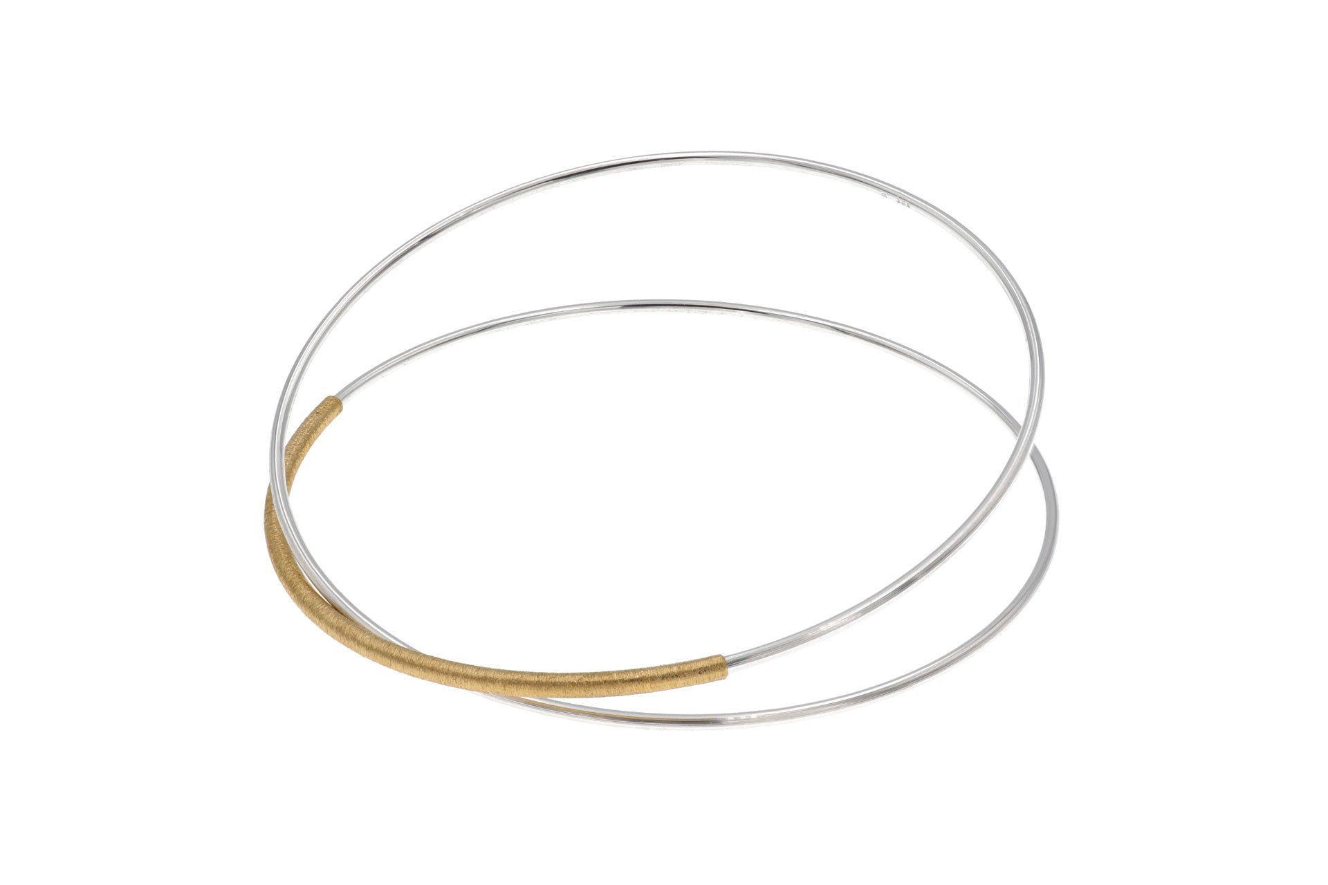 Sleek minimalist Double Silver and Gold Accent Bangle bracelet