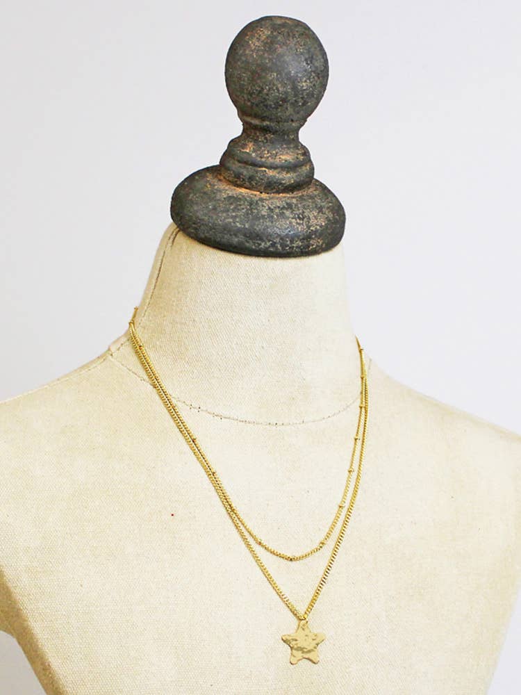GP475 DOUBLE STRAND STAR NECKLACE [GOLD-PLATE] - Holiday Jewellery - Scotland