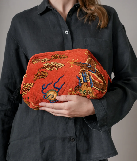 Dragon Rust velvet Pouch - Reversible Clutch Shoulder Camera - Bags of Bags! - Scotland