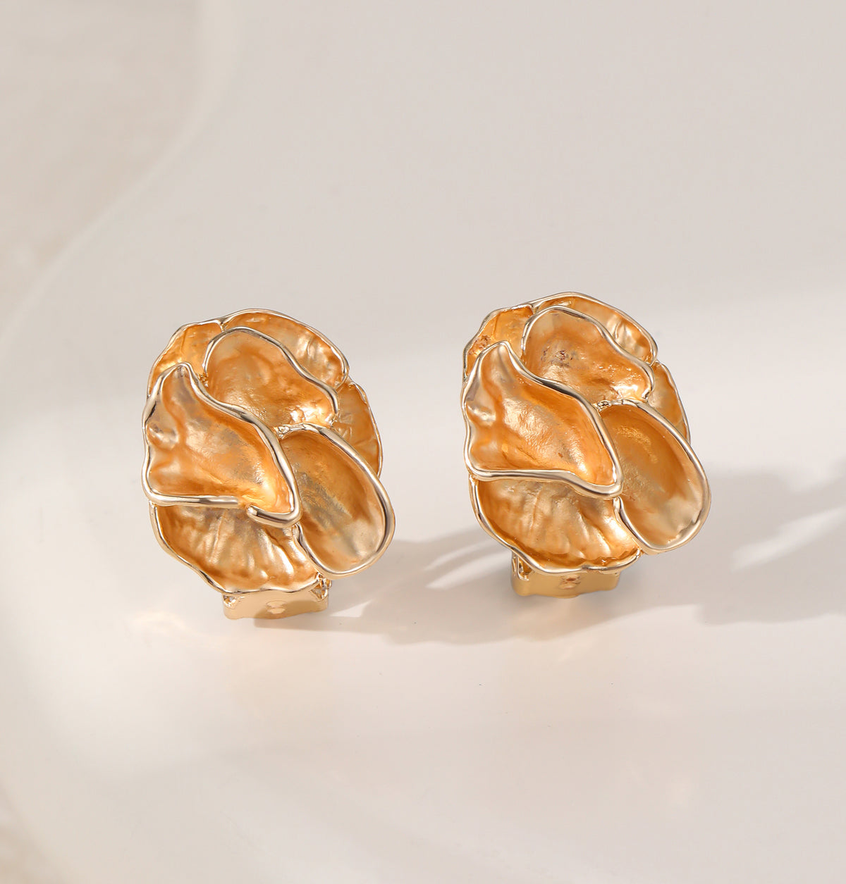 Gold Organic Clip-On Earrings