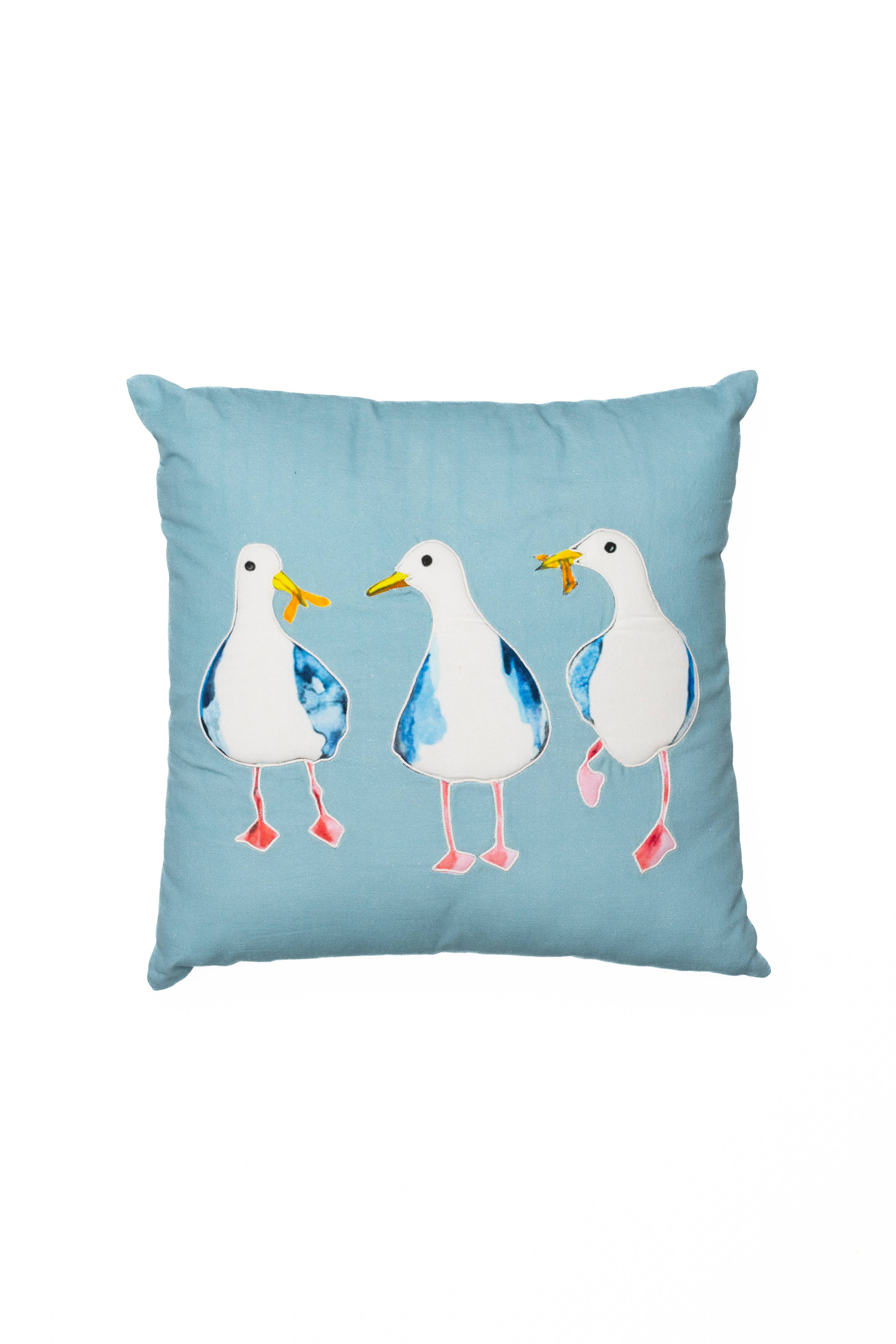 Trinity Of Seagulls Cushion