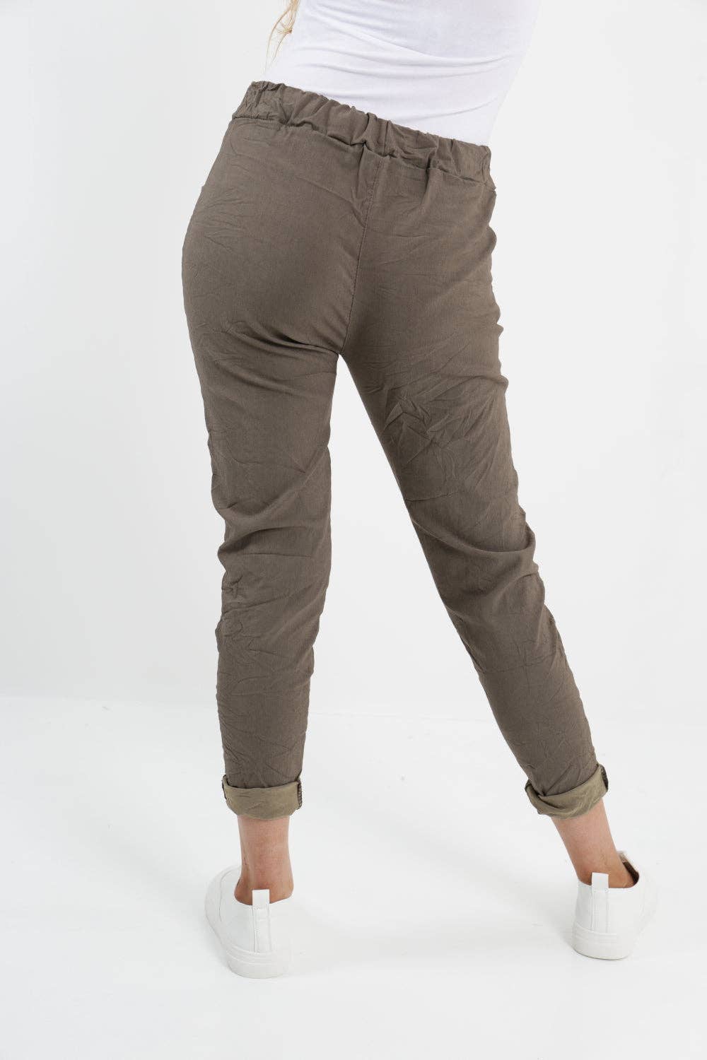 Womens Plain Magic Pants Italian Multi Colours: Beige / One Size (UK 10-14)