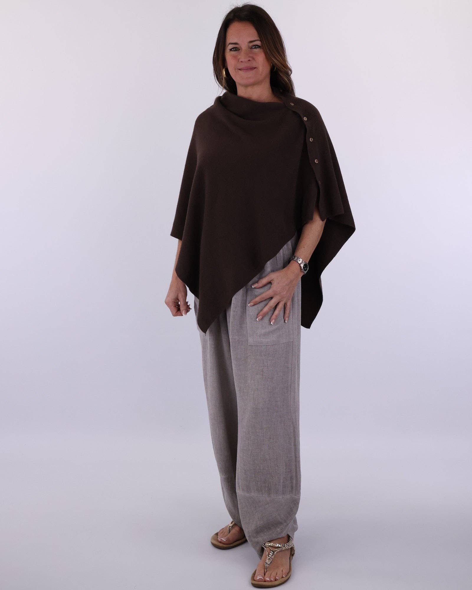 Summer Poncho with Buttons: Pink