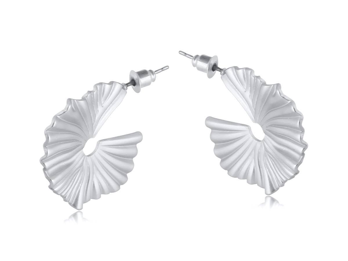 Julia Ginko Leaf Hoop Earrings: SILVER