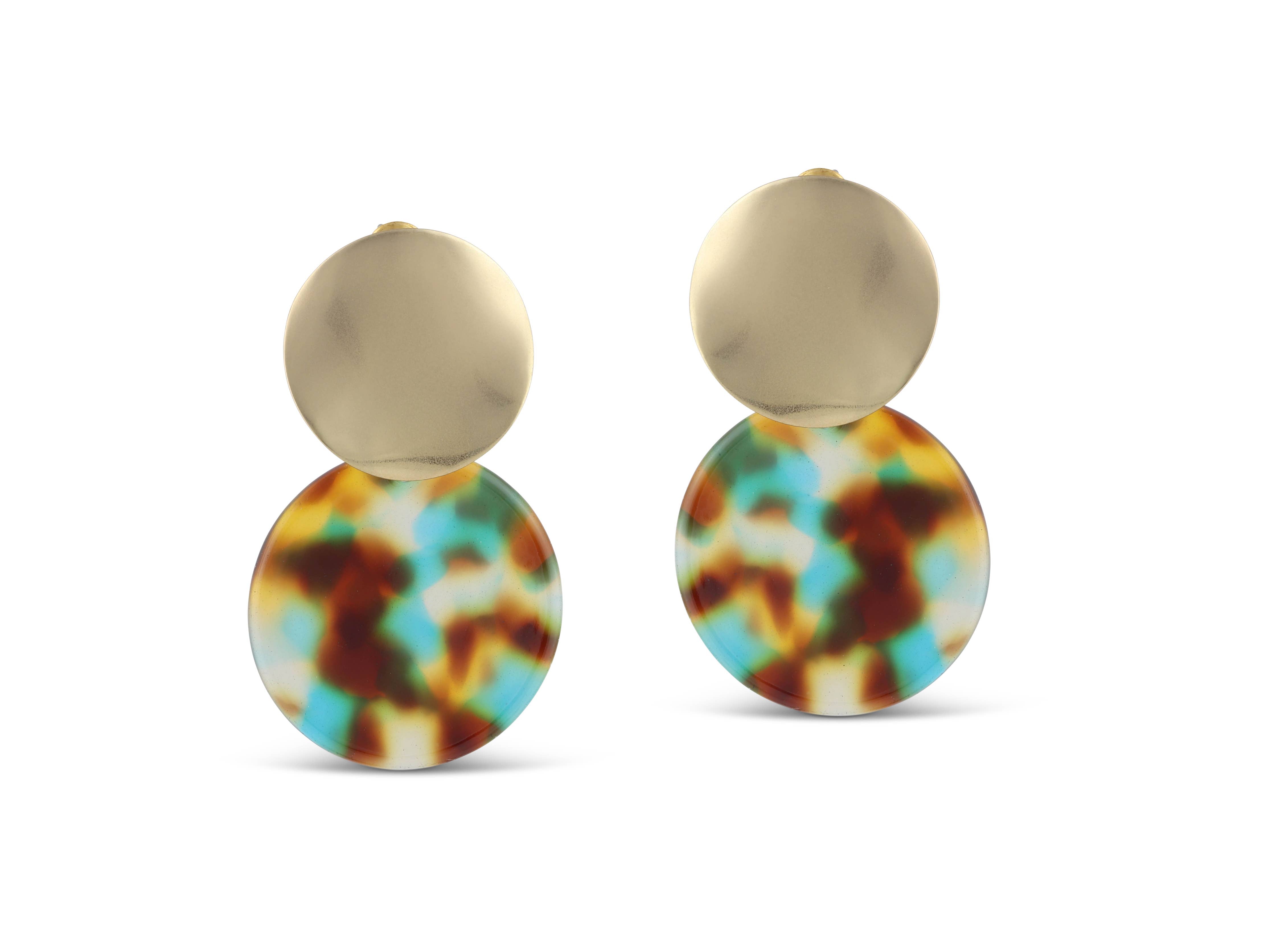 Sarah Two Tone Earrings: BEIGE/BROWN/BLACK