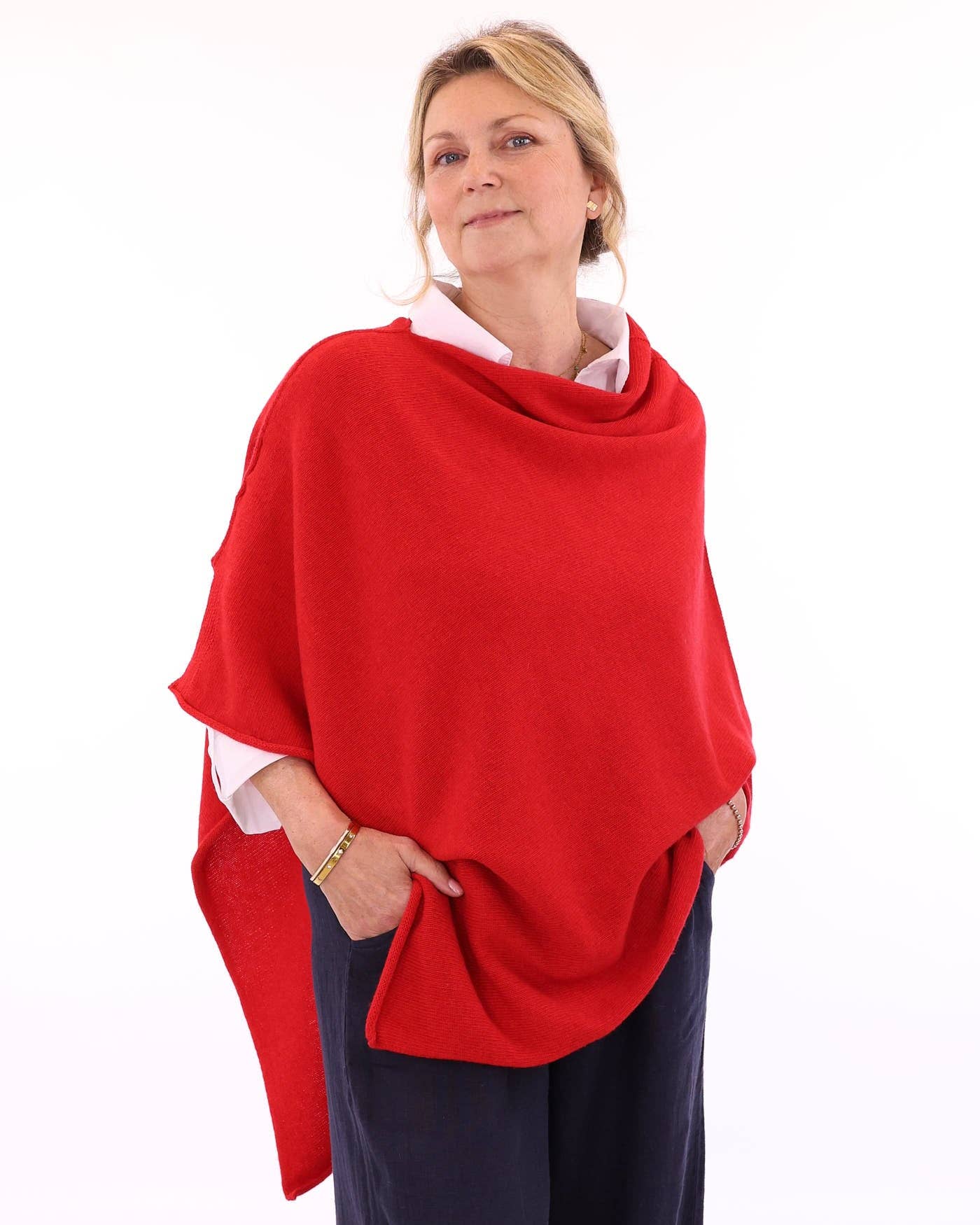 Cashmere Blend Poncho: Vintage Rose