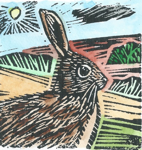 "Easter Rabbit" Lino Cut Framed Print - The Nancy Smillie Shop - Art, Jewellery & Designer Gifts Glasgow