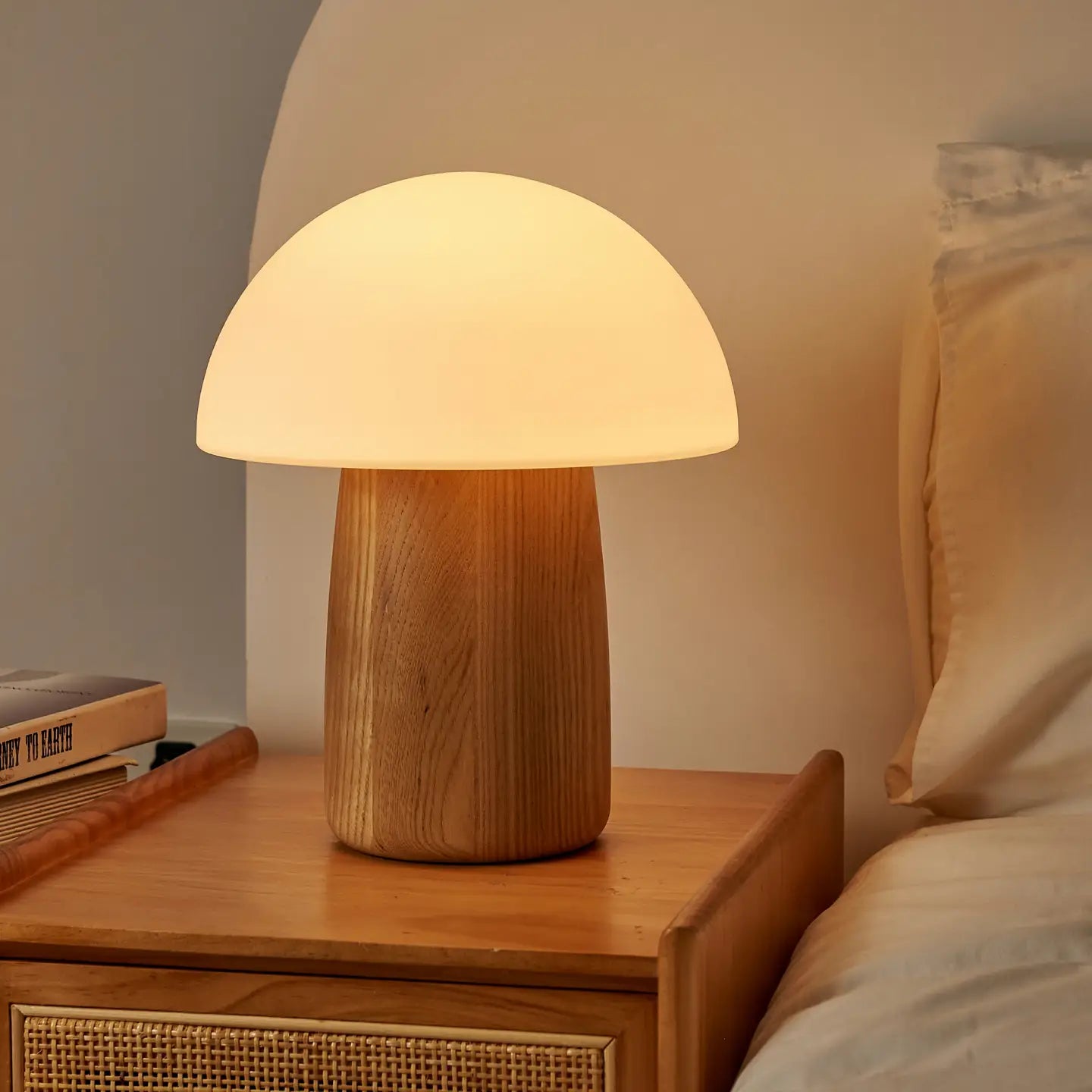 large Alice mushroom lamp white ash