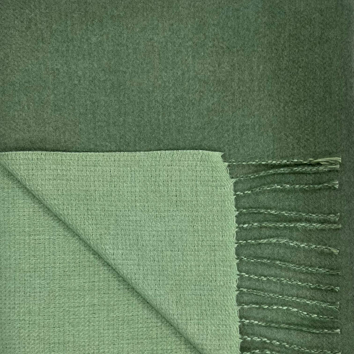 Reversible two tone coloured plain cashmere blend scarf: Sage