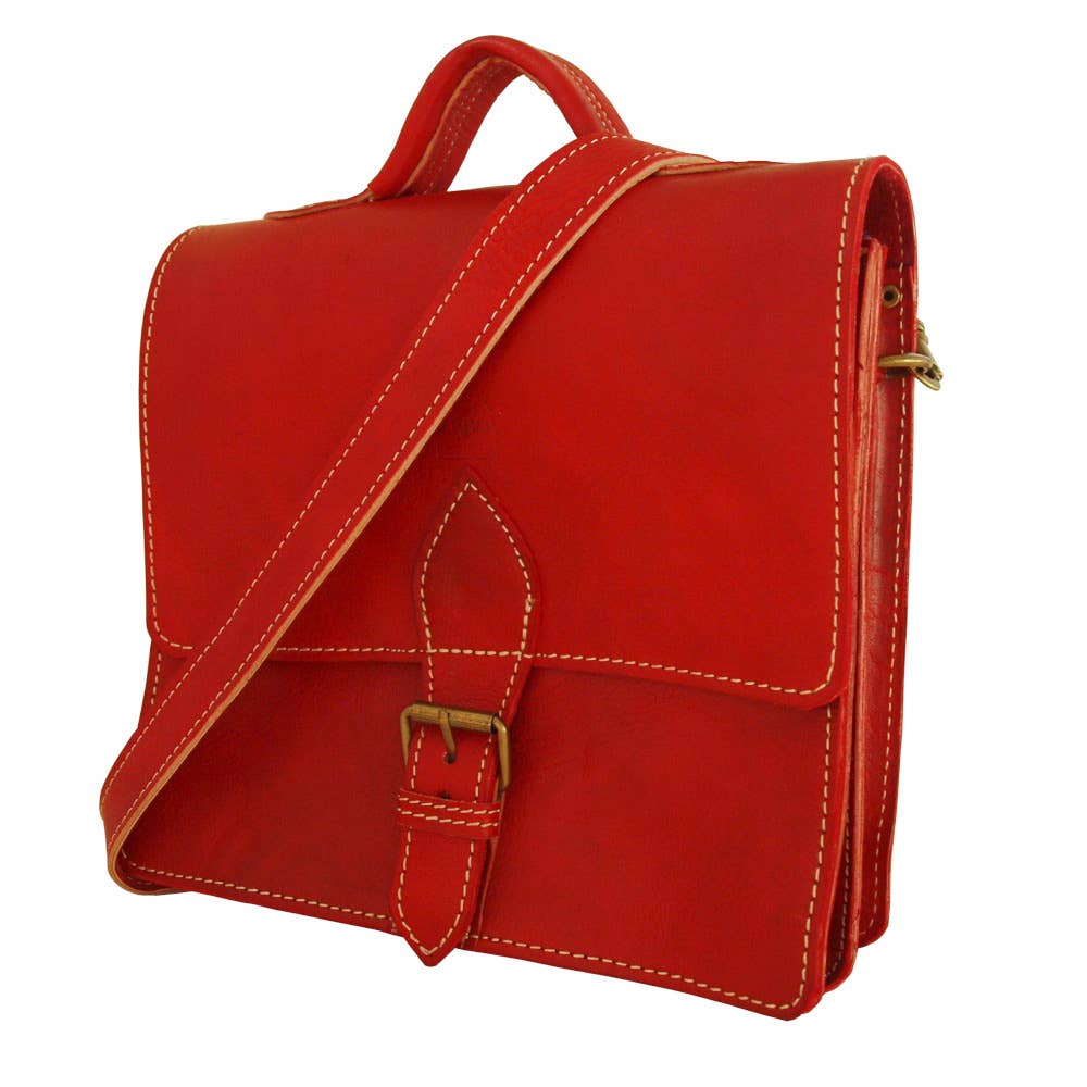 Leather Mini Satchel "The Casablanca": Red