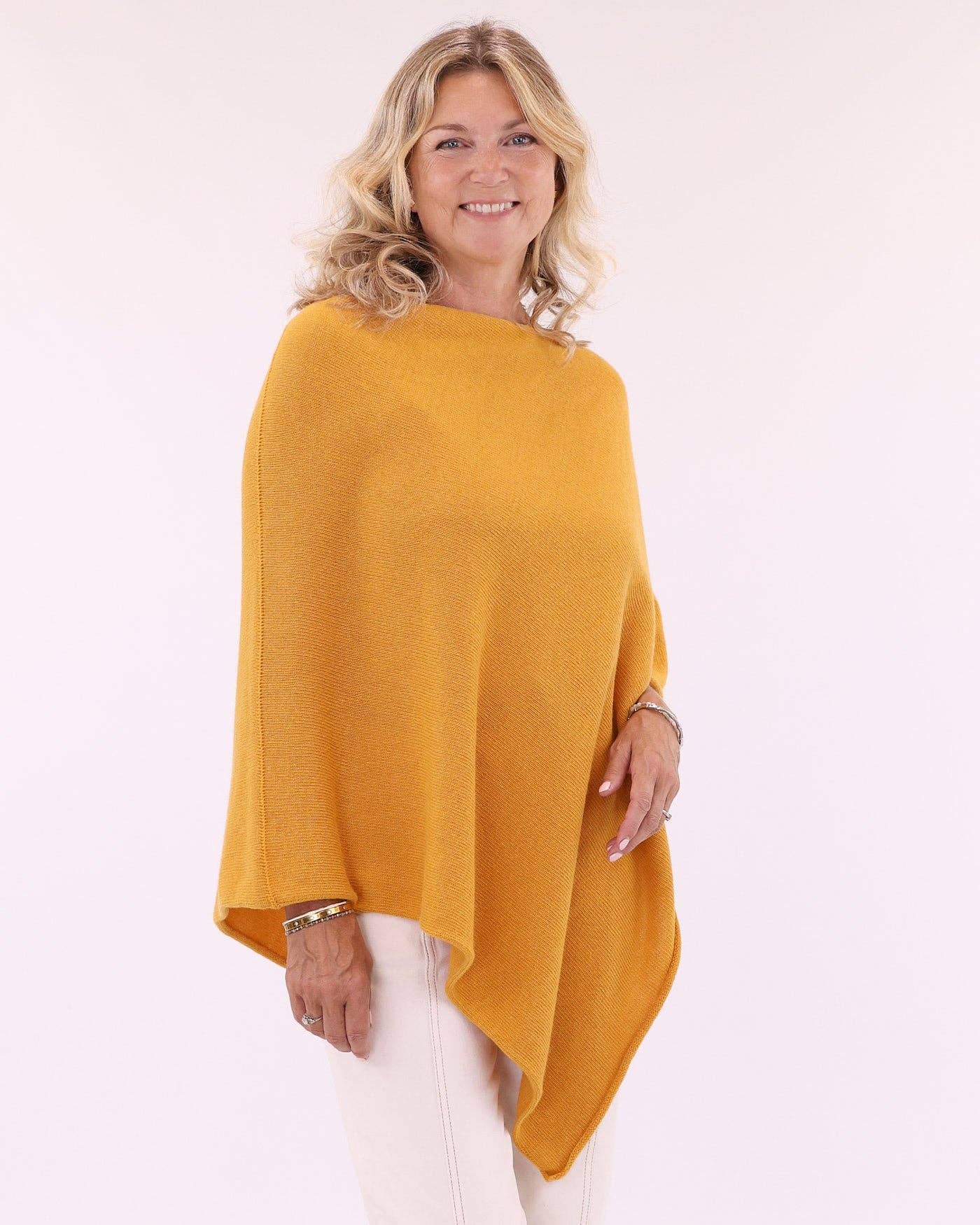 Cashmere Blend Poncho: Denim Blue