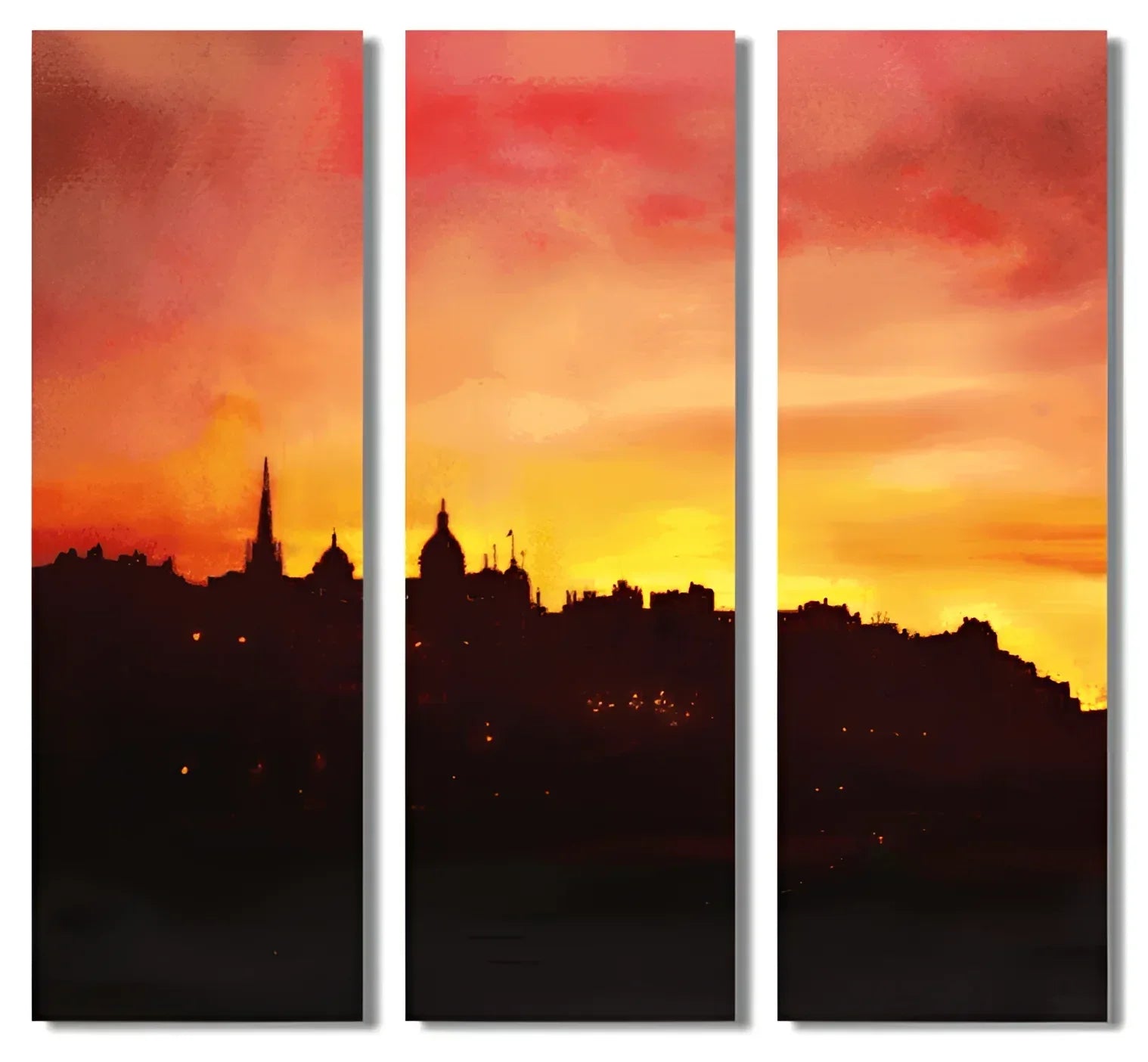 Edinburgh Sunset Triptych  | Statement Interior Wall Art from Scotland