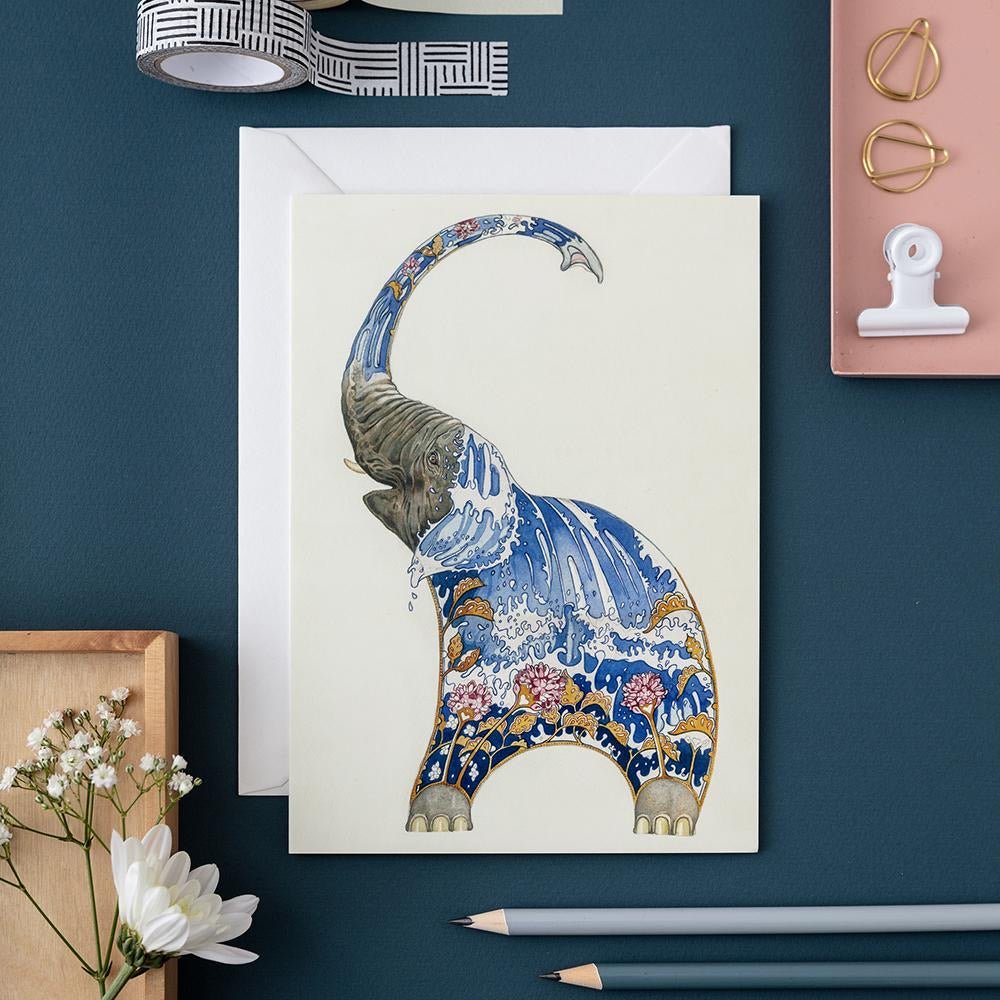 Elephant Squirting Water Card - The Nancy Smillie Shop - Art, Jewellery & Designer Gifts Glasgow