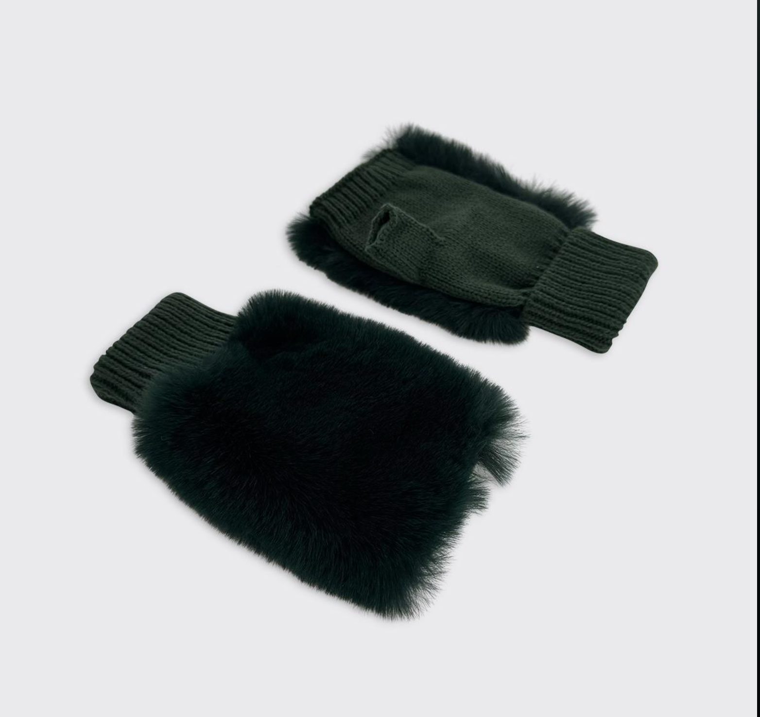Emerald Green Faux Fur Fingerless Gloves - Scotland
