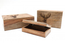 Engraved Stag Wood Box, Lg - The Nancy Smillie Shop - Art, Jewellery & Designer Gifts Glasgow