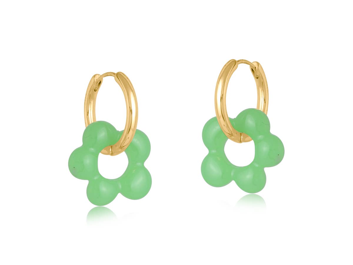 Olympia Beaded Huggies Hoop Earrings: YELLOW