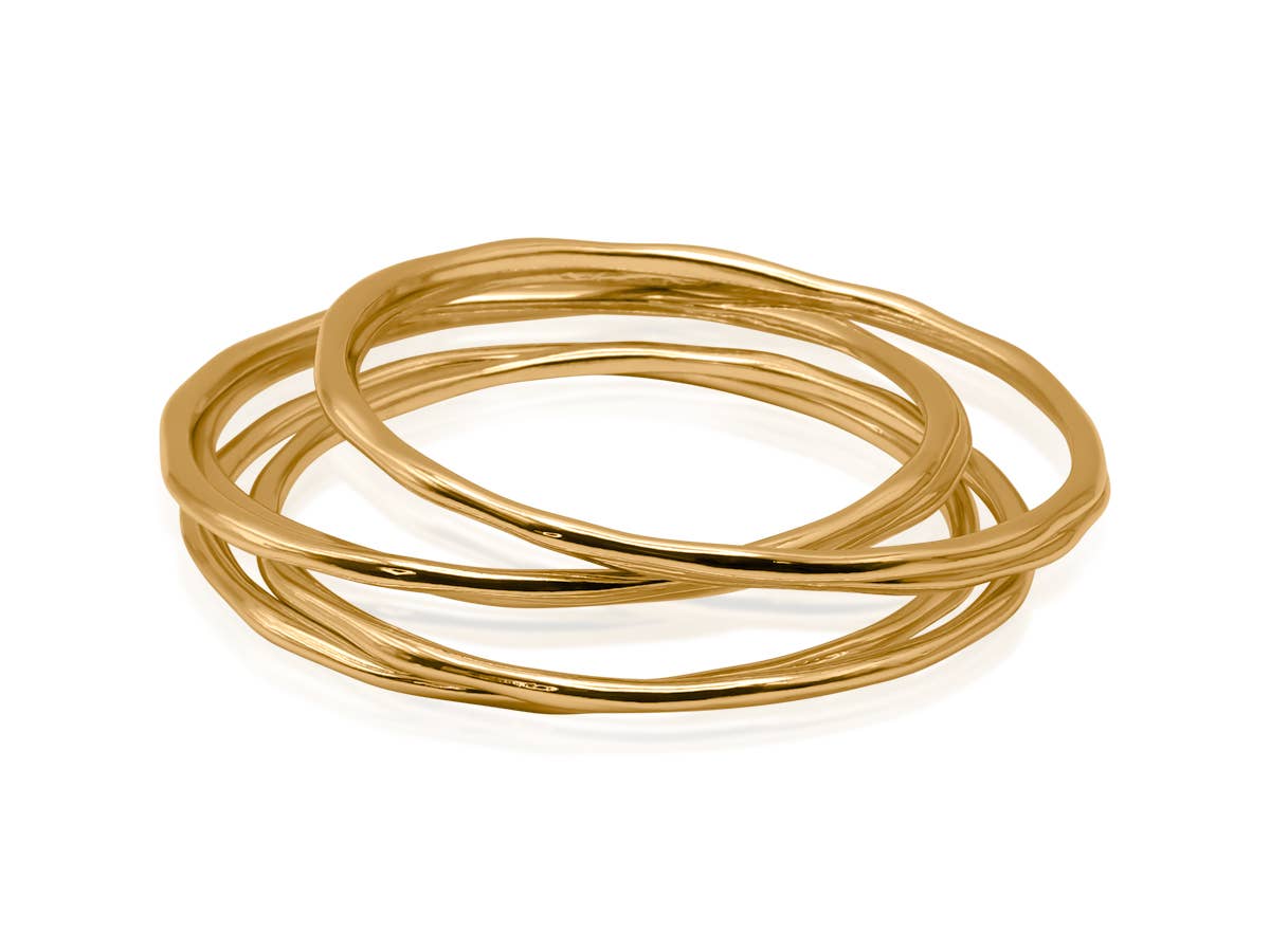 Bahia Textured Set of Bangle Bracelets: Gold