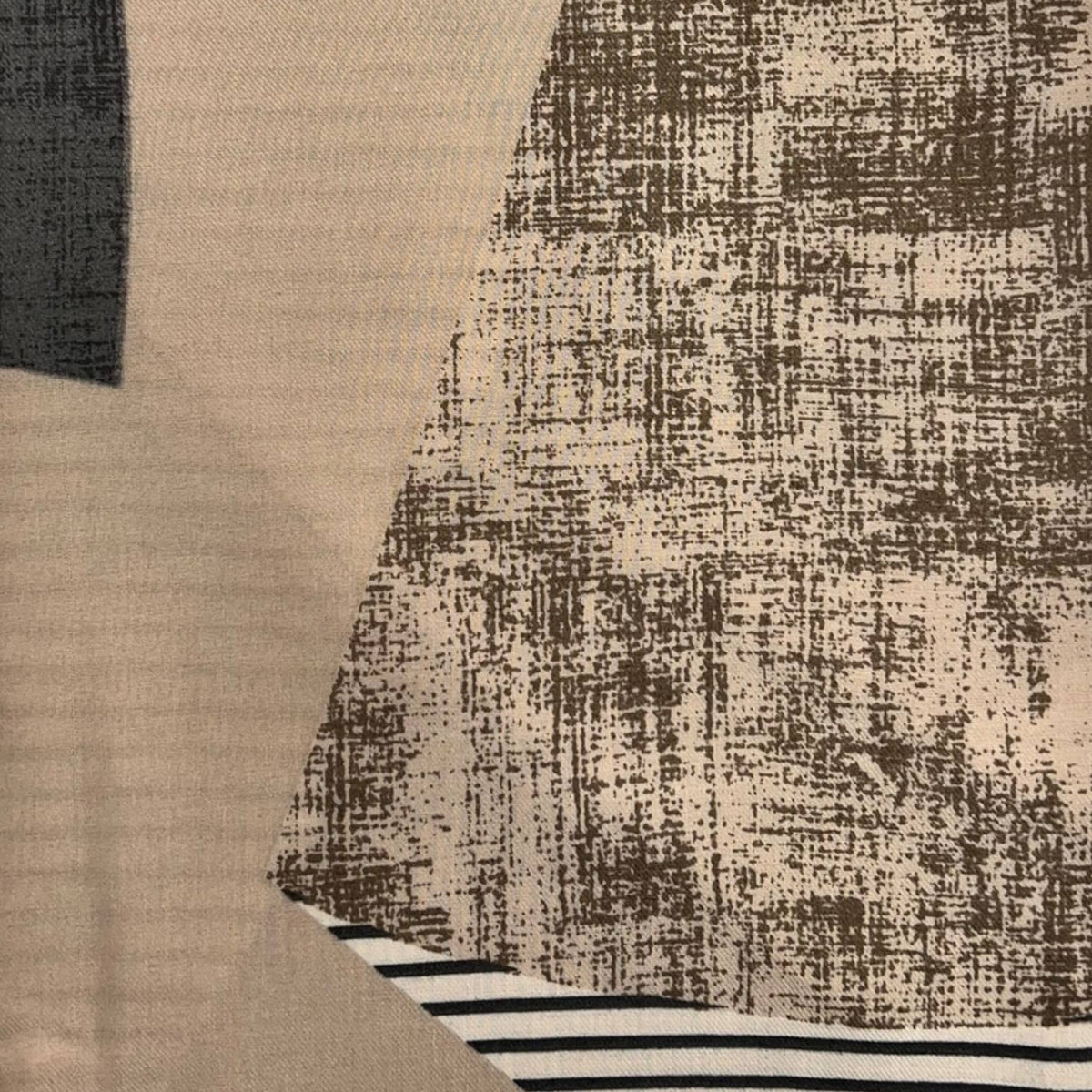 Monochrome Stripe Wool Blend Scarf on medium weight fabric: Black