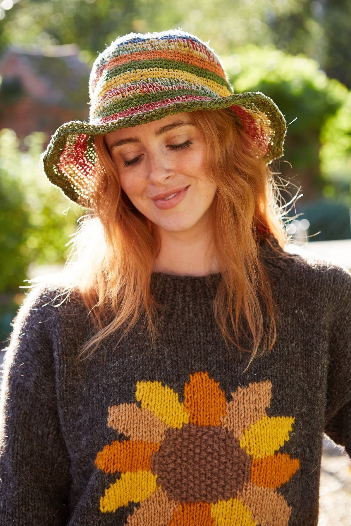 Crocheted Hemp Cotton Sun Hat Summer Stripe: One Colour