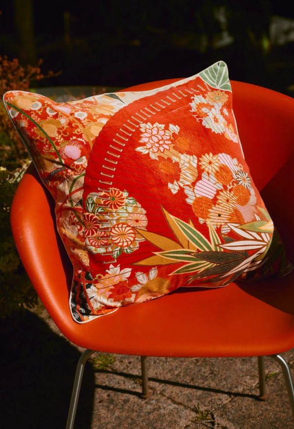 Fans Scarlet velvet cushion - All House & Home - Scotland
