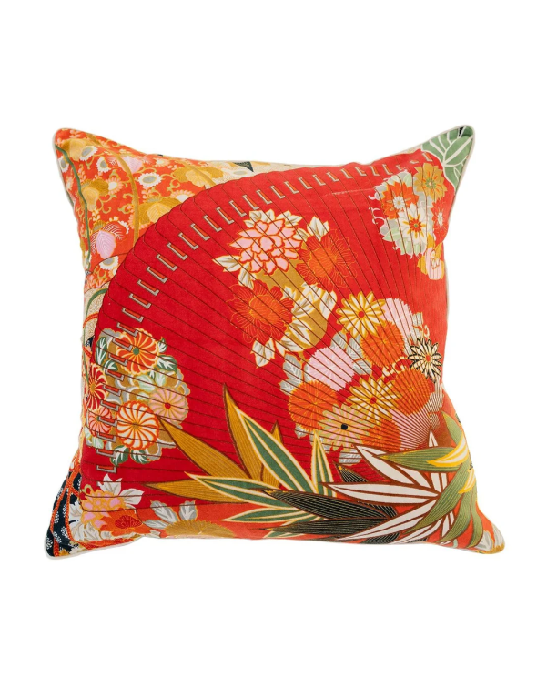 Fans Scarlet velvet cushion - All House & Home - Scotland