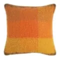 Orange and yellow plaid faux mohair throw pillow cushion